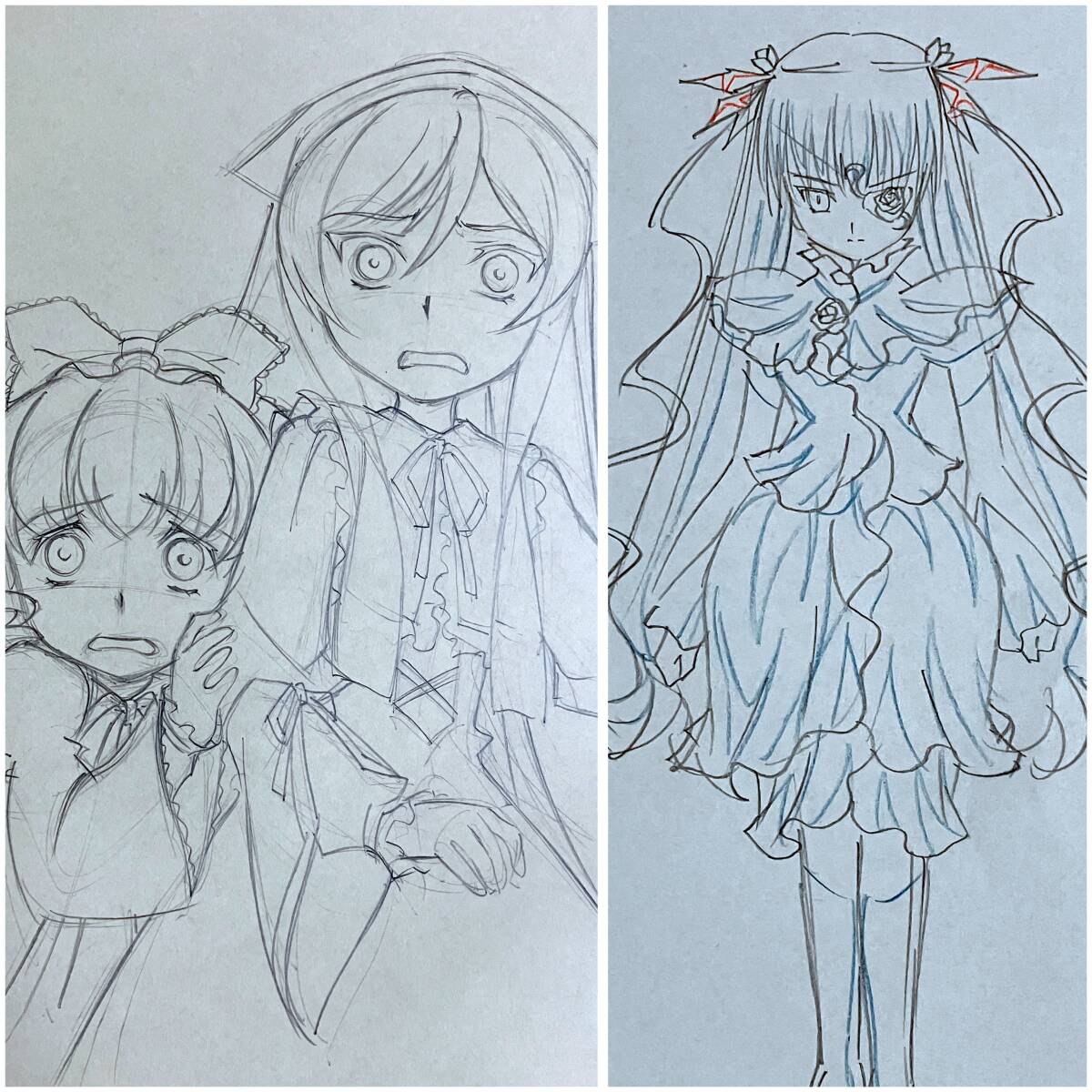 Yahoo!オークション - ローゼンメイデン 原画 4枚 薔薇水晶&翠星石&雛