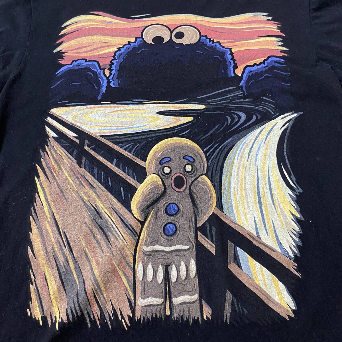 アメリカ古着 クッキーモンスター セサミストリート ムンクの叫び 半袖