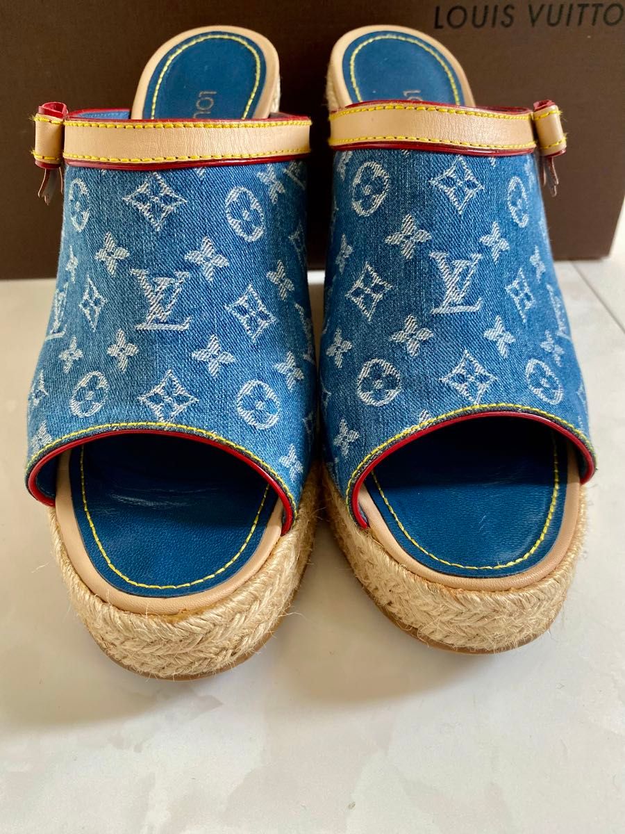 Louis Vuitton デニムブルー ウェッジサンダル 【公式通販】