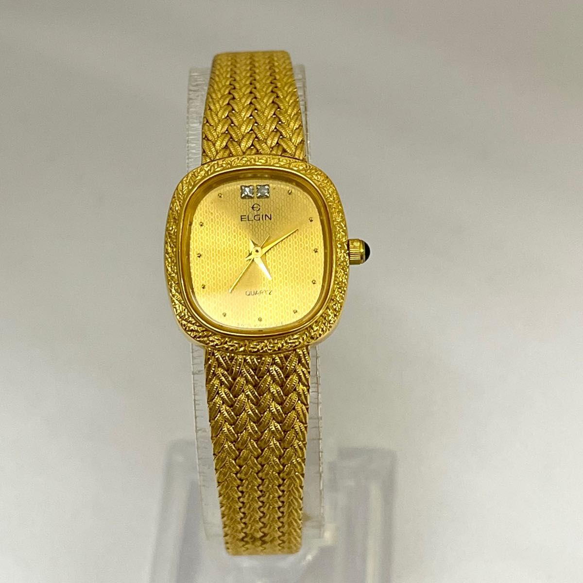 稼働 美品 ELGIN レディース腕時計 ビンテージ 2Pダイヤ ゴールド