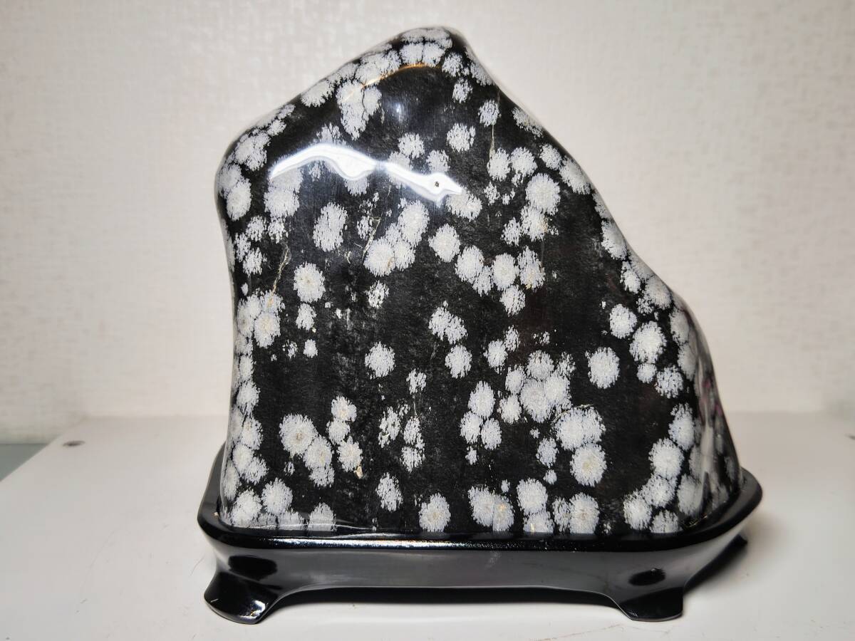 雪華・13 2kg】 スノーフレークオブシディアン 黒曜石 原石 鑑賞石