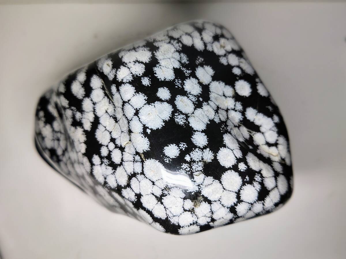 雪華・13 2kg】 スノーフレークオブシディアン 黒曜石 原石 鑑賞石