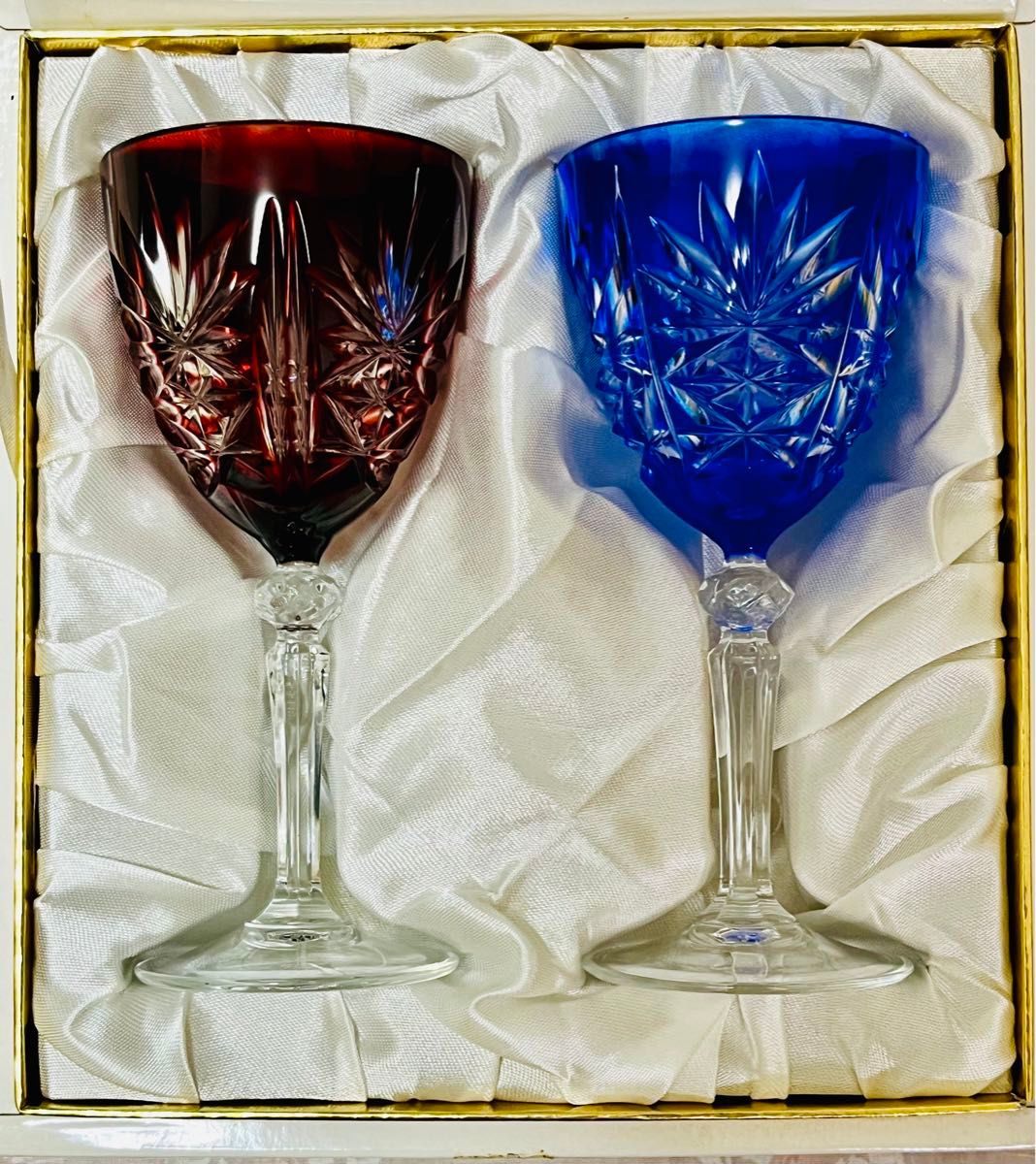 のわ 旧東独製 カメイガラス 被せ切子 クリスタルドナウ ペアグラス 旧