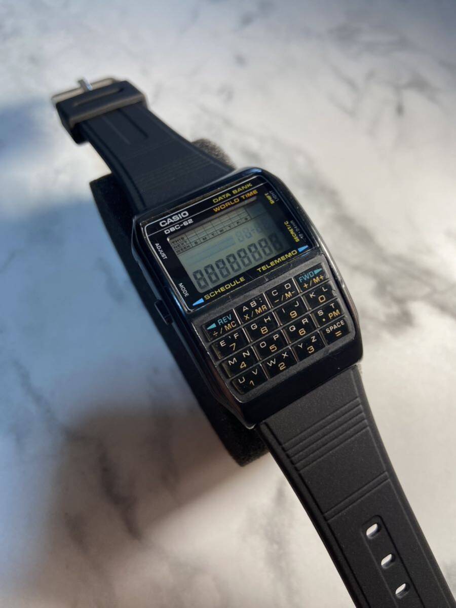 90's Vintage CASIO DATABANK DBC-62 ALL BLACK 新品電池 新品ベルト