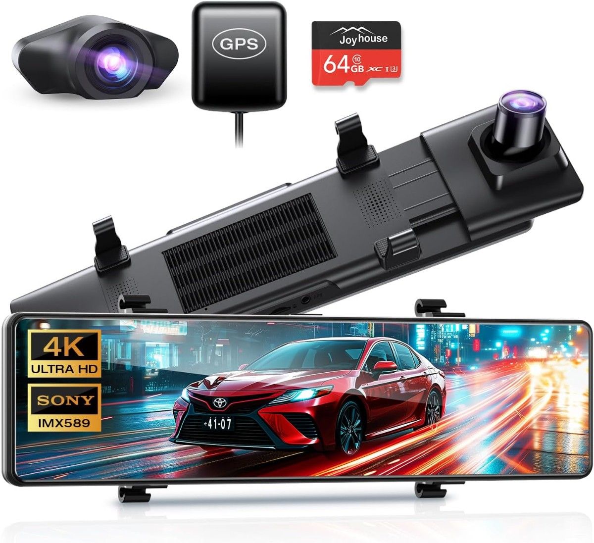Joyhouse-H36 ドライブレコーダー ミラー型 12インチIPS大画面+4K 高