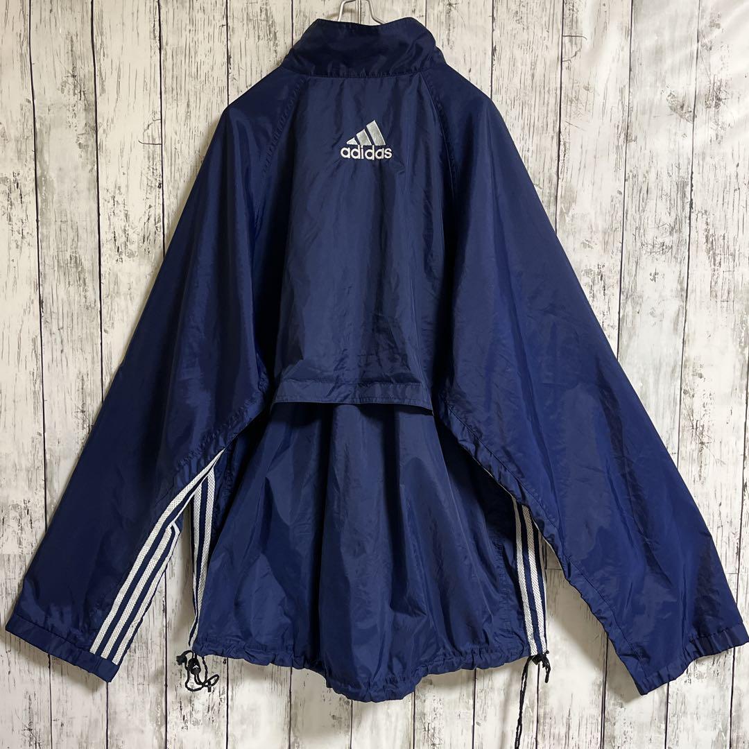 90's adidas アディダス ナイロンジャケット 紺 ネイビー XL ワン