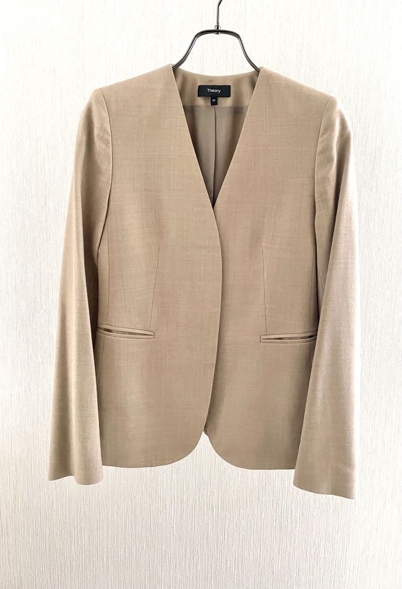 Theory LIGHT SAXONY 2 LINDRAYIA ノーカラージャケット ベージュ 00