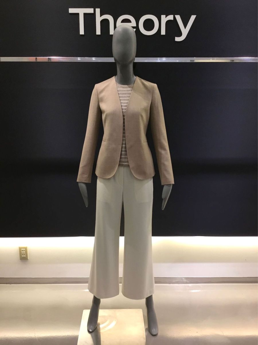 Theory LIGHT SAXONY 2 LINDRAYIA ノーカラージャケット ベージュ 00
