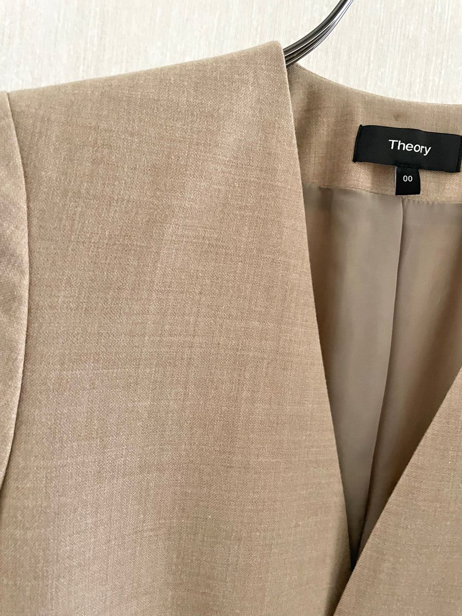 Theory LIGHT SAXONY 2 LINDRAYIA ノーカラージャケット ベージュ 00