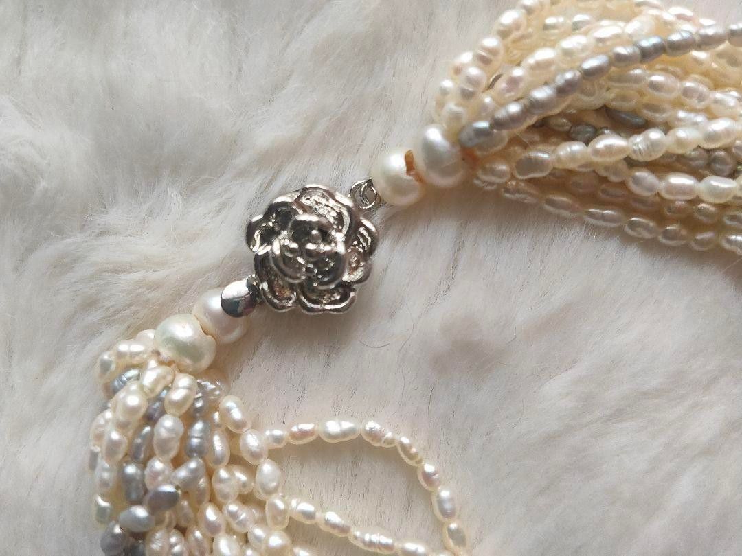 高島屋 16連ネックレス 砂ケシパール あこや 極小 保証書 ケース付き