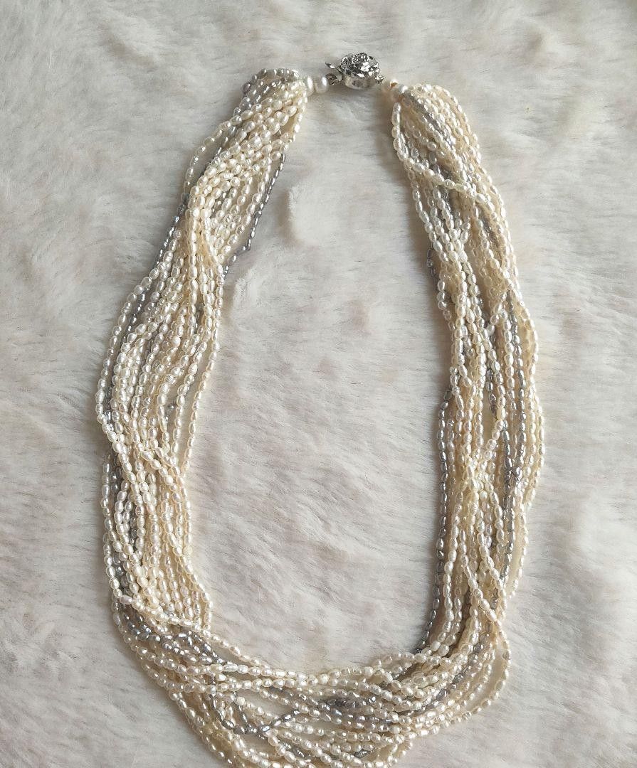 高島屋 16連ネックレス 砂ケシパール あこや 極小 保証書 ケース付き