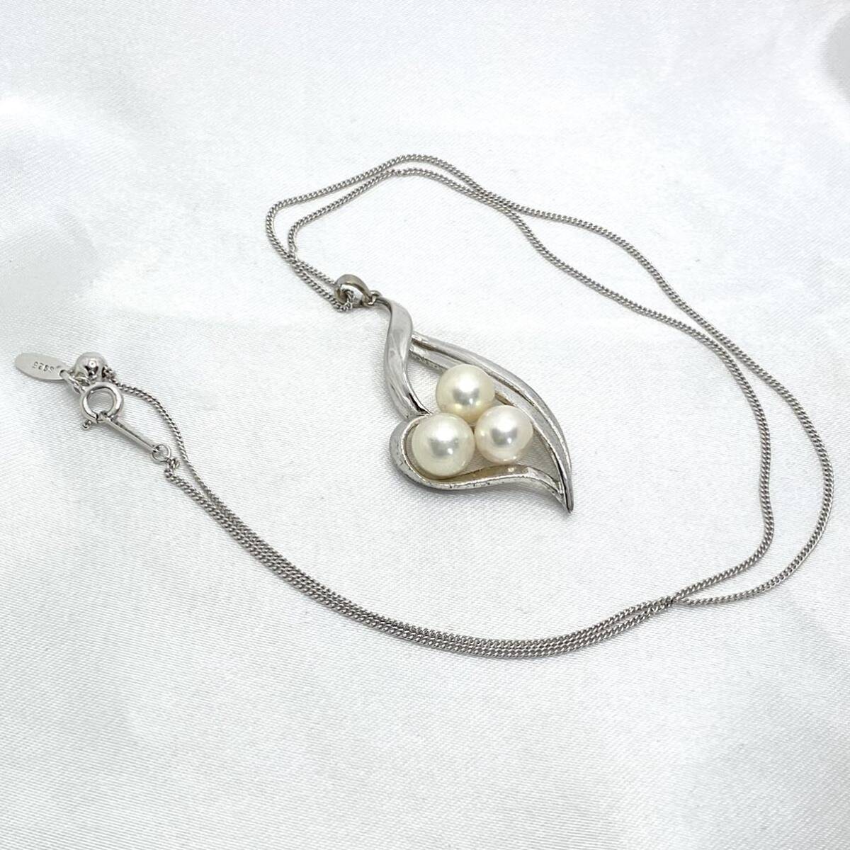 MIKIMOTO 3粒 真珠 ネックレス SILVER シルバー ホールマーク S 925