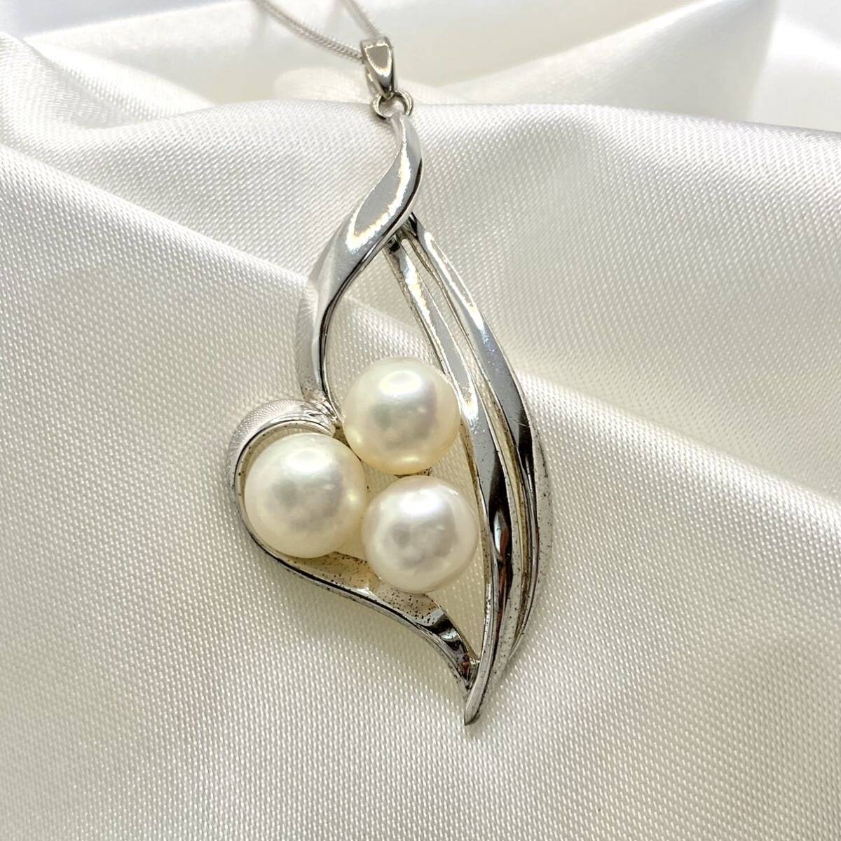 MIKIMOTO 3粒 真珠 ネックレス SILVER シルバー ホールマーク S 925