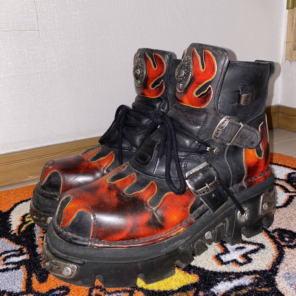 new rock ブーツ ファイヤーパターン｜Yahoo!フリマ（旧PayPayフリマ）