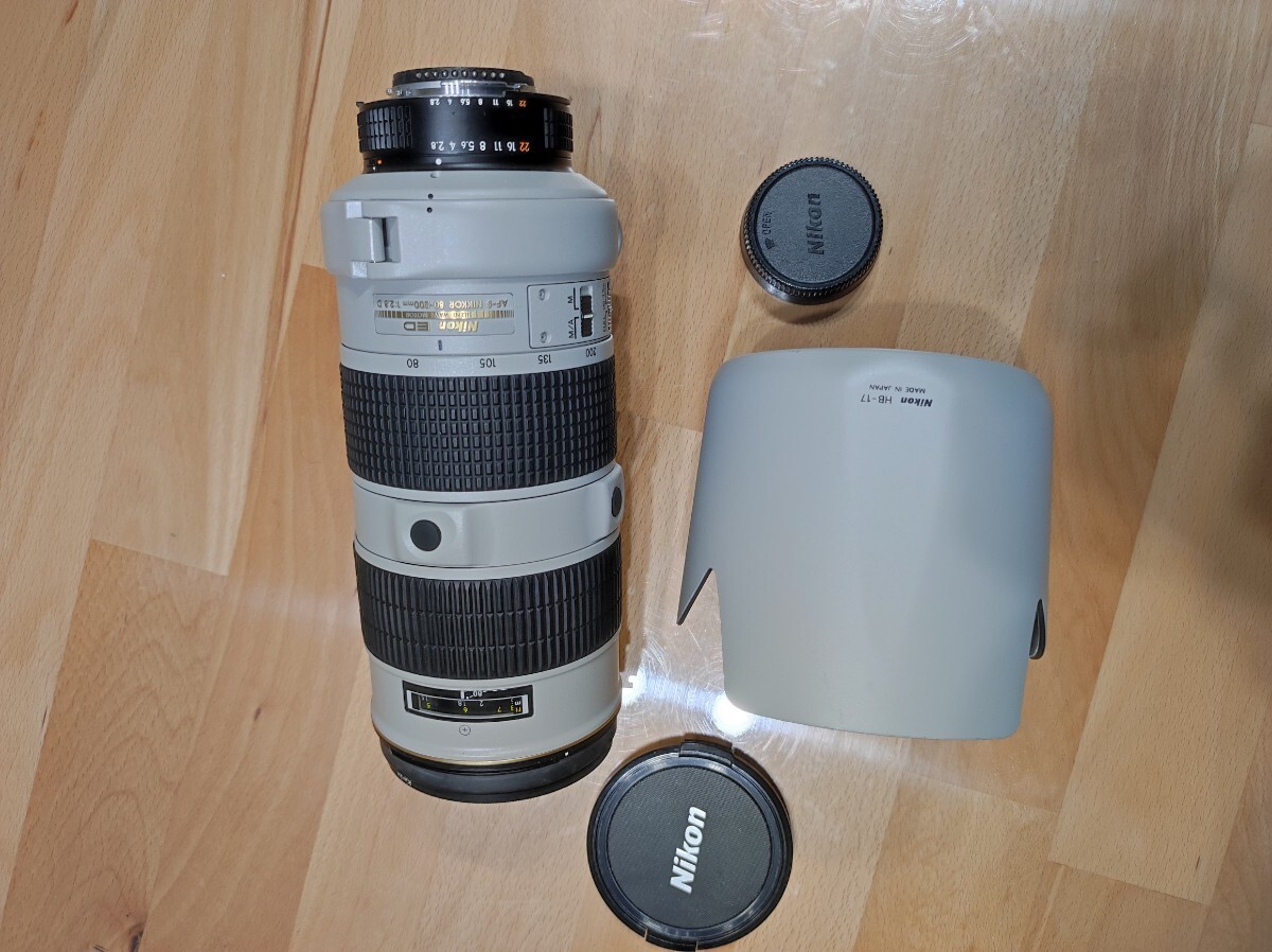 ニコン AF-S 80-200/2 8 ED IF D ライトグレー 白レンズ Nikon NIKKOR