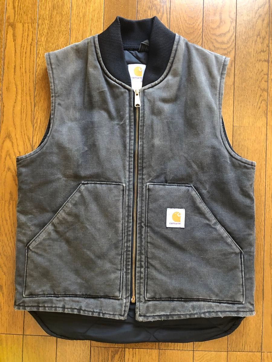 USA製 M ブラック 黒 ダックベスト ベスト Carhartt ダック 古着