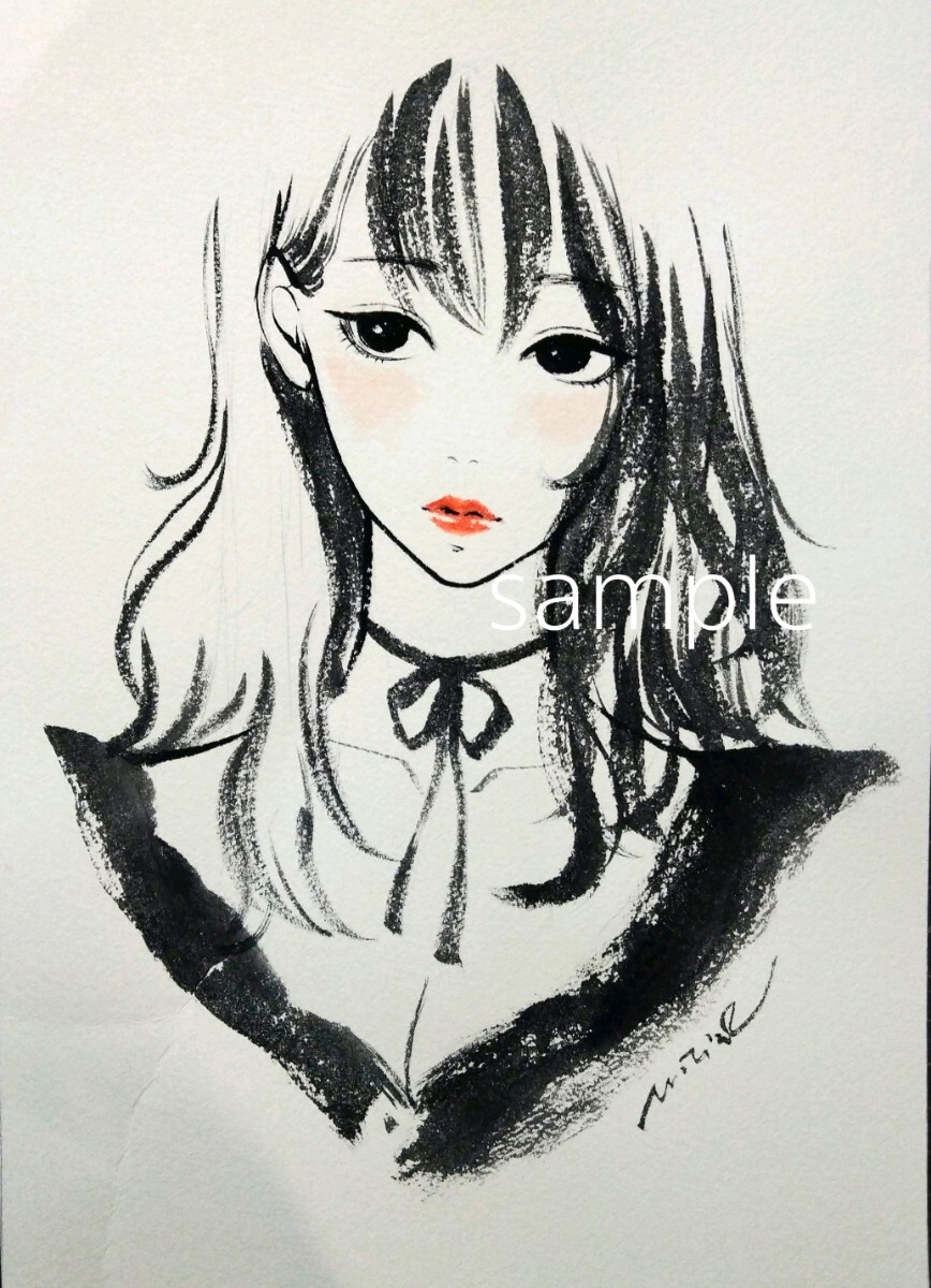 23816/A 肉筆原画 水彩画 ドローイング 手描きイラスト 美人画