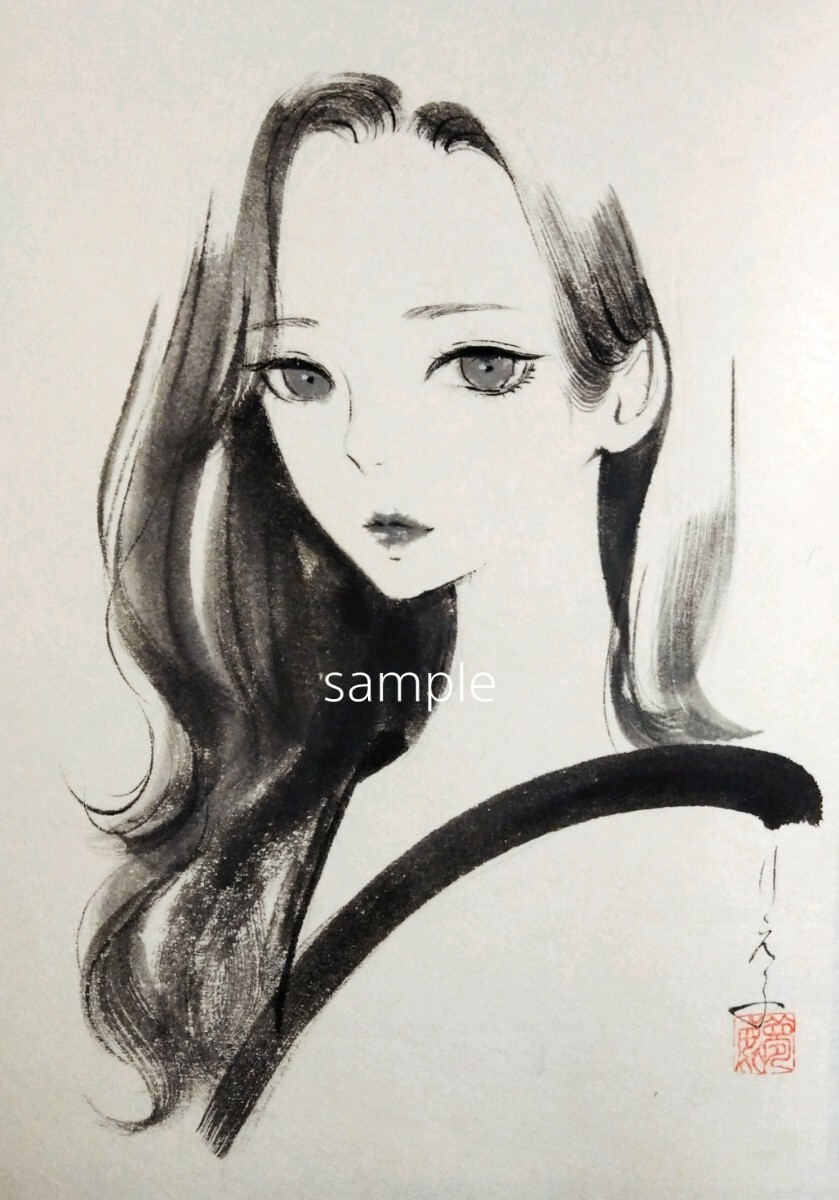 絵画 ドローイング 水彩画 肉筆原画 和装 美人画 肉筆原画