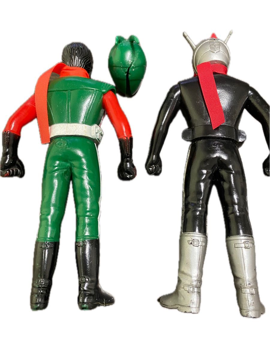 当時物 ポピー 仮面ライダー ソフビ 2体セット スカイライダー面取れ