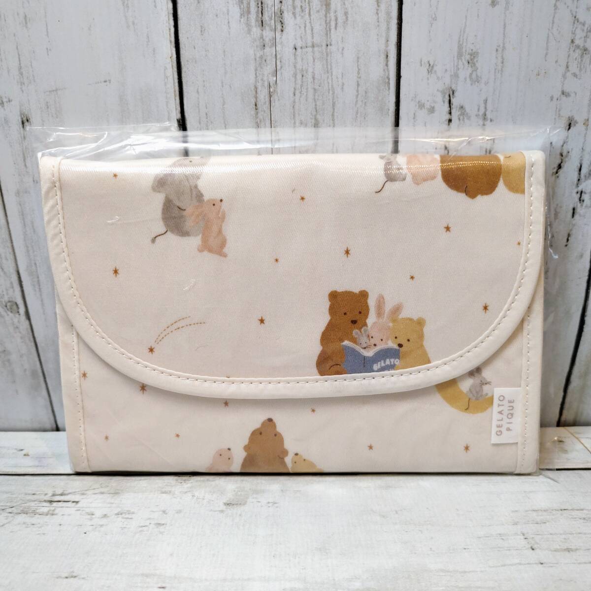 ジェラートピケ 星空アニマル柄 母子手帳ケース S クリーム ジェラピケ