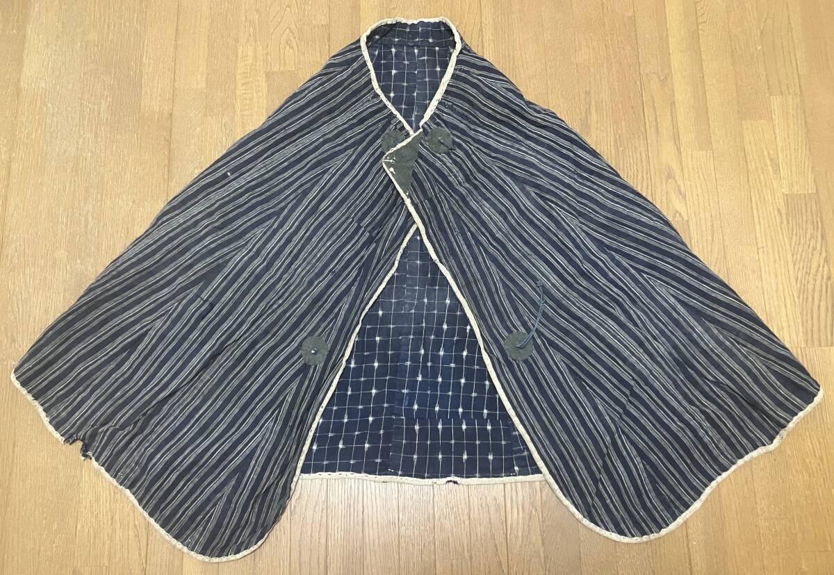 Yahoo!オークション - 越後蔵出し//古布 和布 藍染 絣 羽織 道中合羽