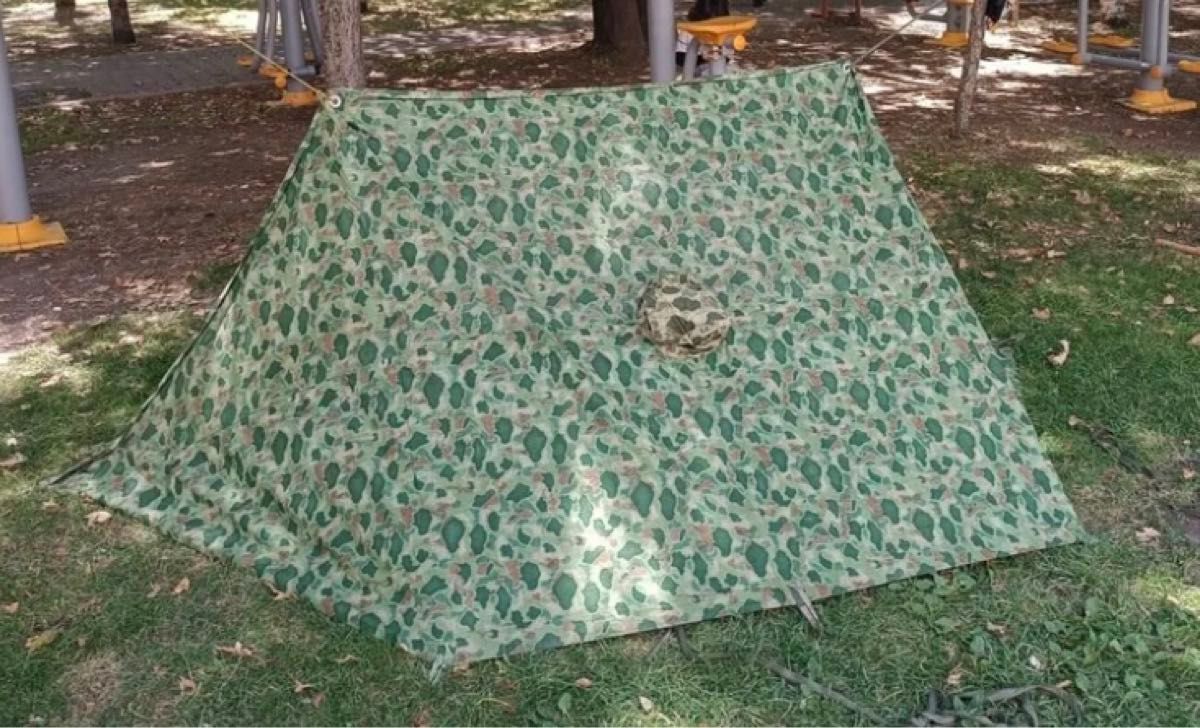 デッドストック 70sトルコ軍幕 シェルターハーフ ダックハンターカモ