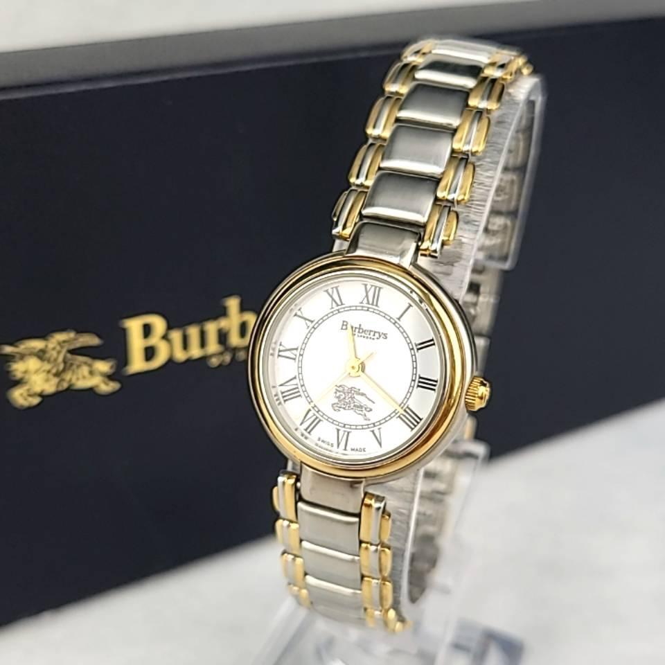 極美品 BURBERRY バーバリー 8000 箱/コマ2付 ローマン ホワイト文字盤