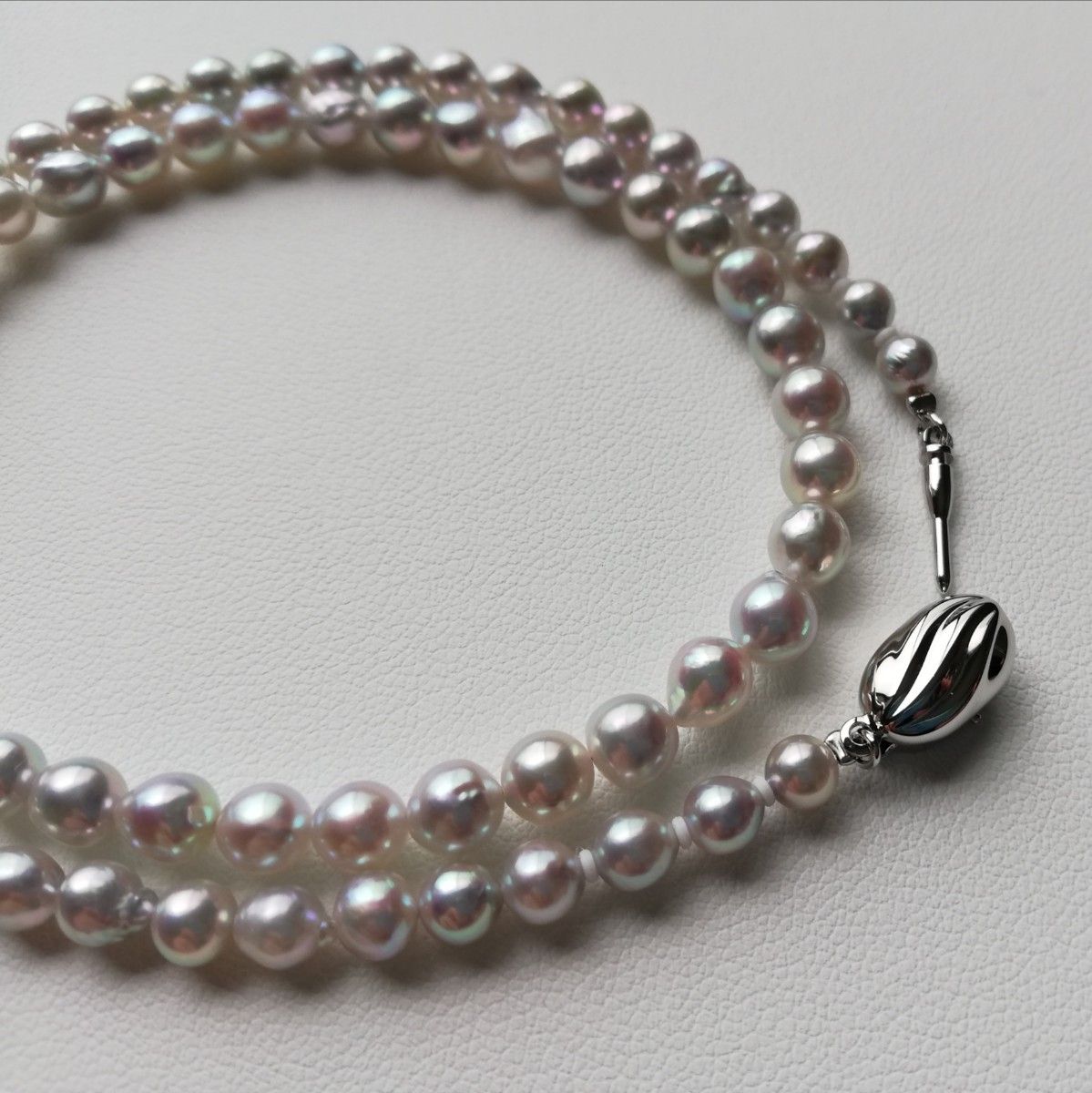 N221アコヤ真珠 ナチュラルグレー パールネックレス 4 5～6 0㎜ あこや