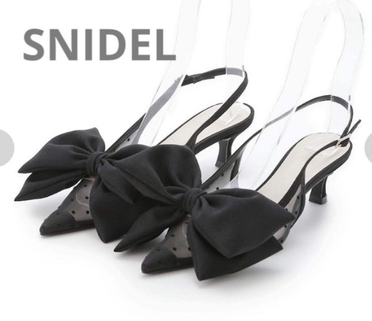 SNIDELスナイデル ドットメッシュリボンモチーフサンダル｜Yahoo