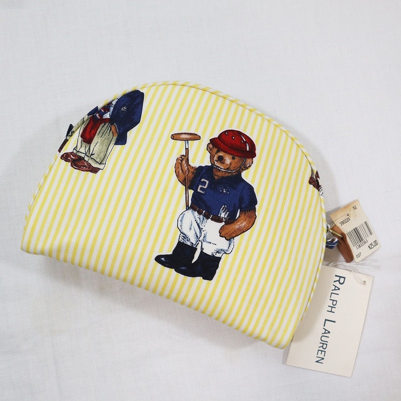 未使用タグ付き RALPH LAUREN ラルフローレン くまポーチ ストライプ