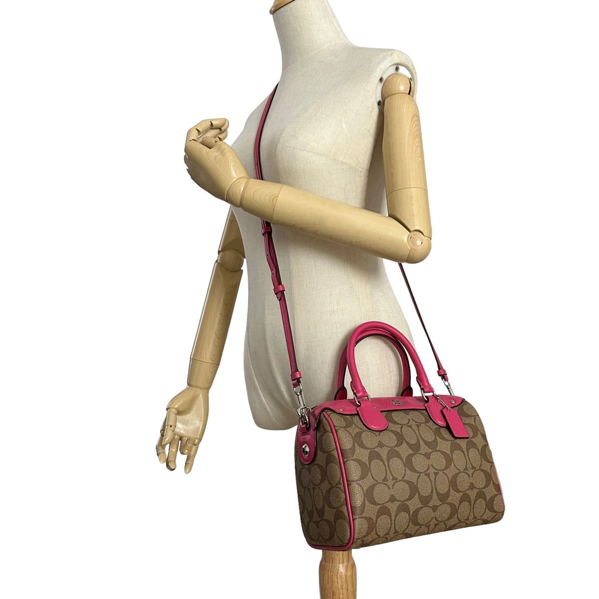 美品 COACH コーチ ショルダーバッグ ミニボストン PVC 2way｜Yahoo