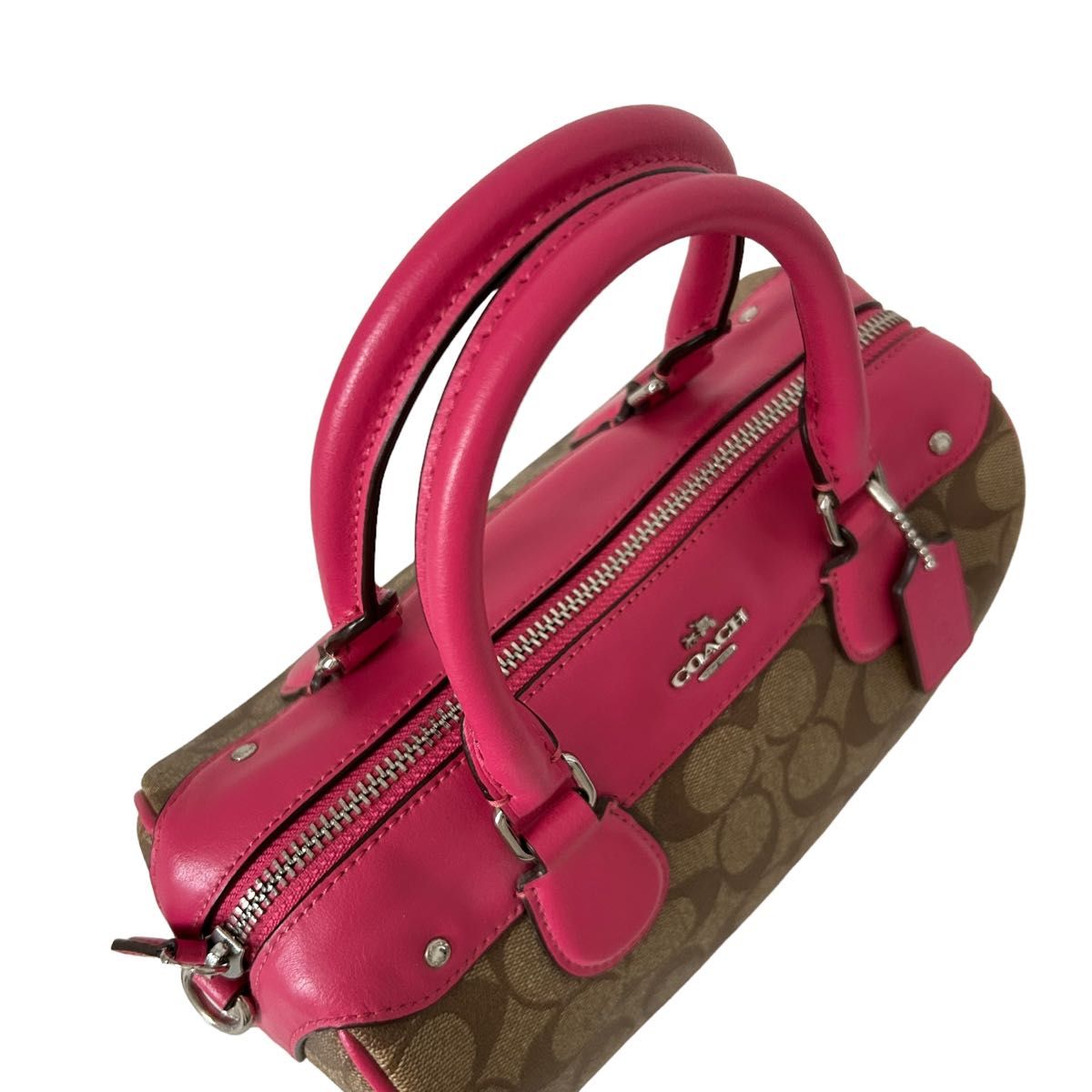 美品 COACH コーチ ショルダーバッグ ミニボストン PVC 2way｜Yahoo