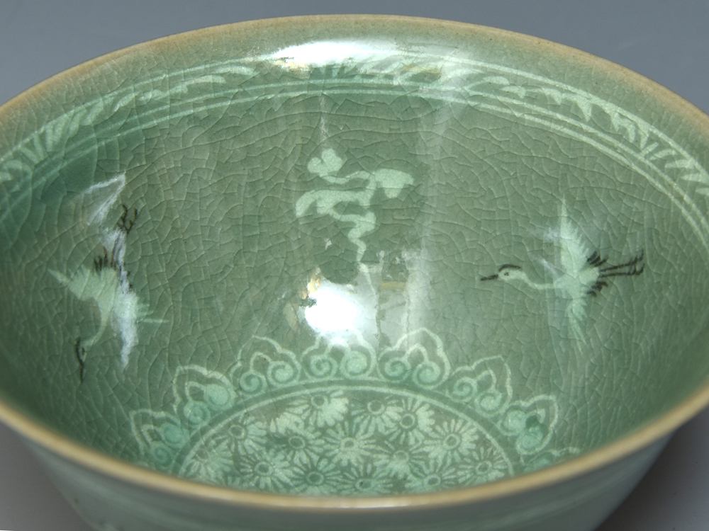 Yahoo!オークション - 海晴窯 鄭正黙（作）高麗青磁 雲鶴文茶碗 共箱