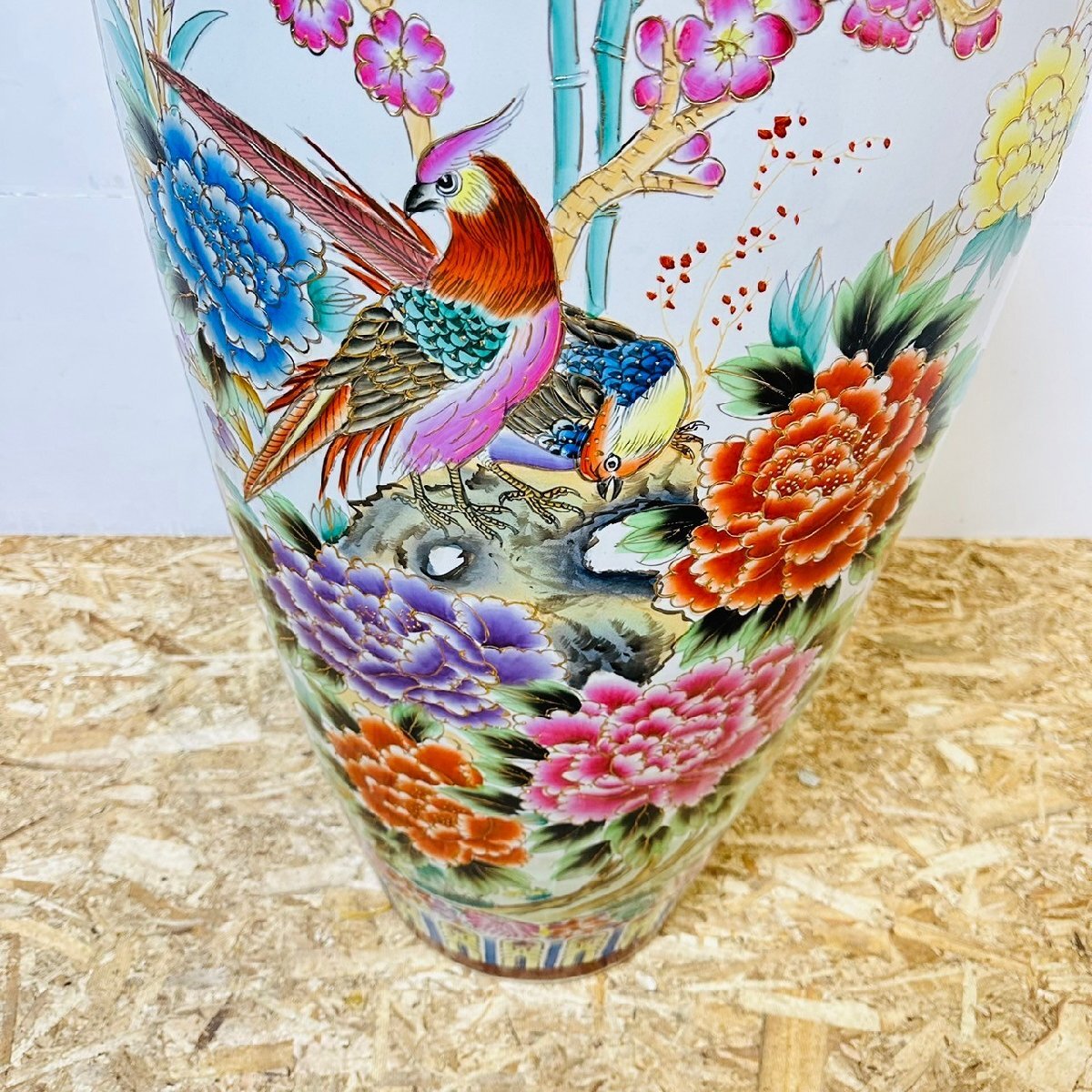 中国美術 大型飾り壺 双耳大花瓶 金彩 中国美術 大型飾り壺 双耳大花瓶