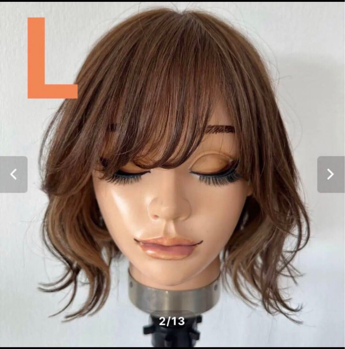 百合子ウィッグ レミー人毛100% ベージュブラウン L フルウィッグ