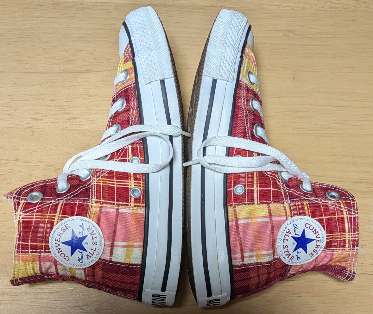 コンバースオールスター ハイカットスニーカー 赤 オレンジ系 チェック
