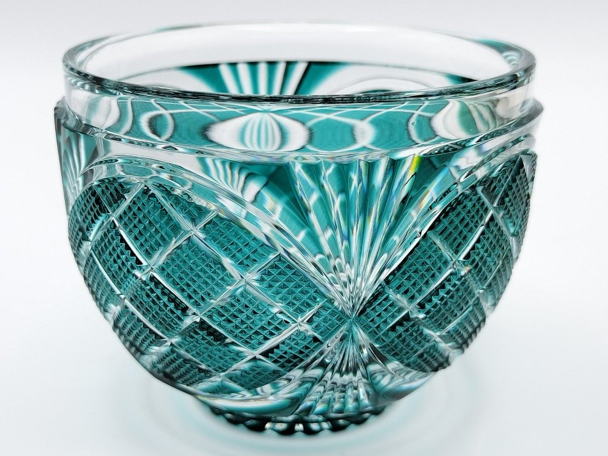 美品 薩摩切子 島津磯斉彬竃 薩摩ガラス工芸 小付鉢（切子 江戸切子