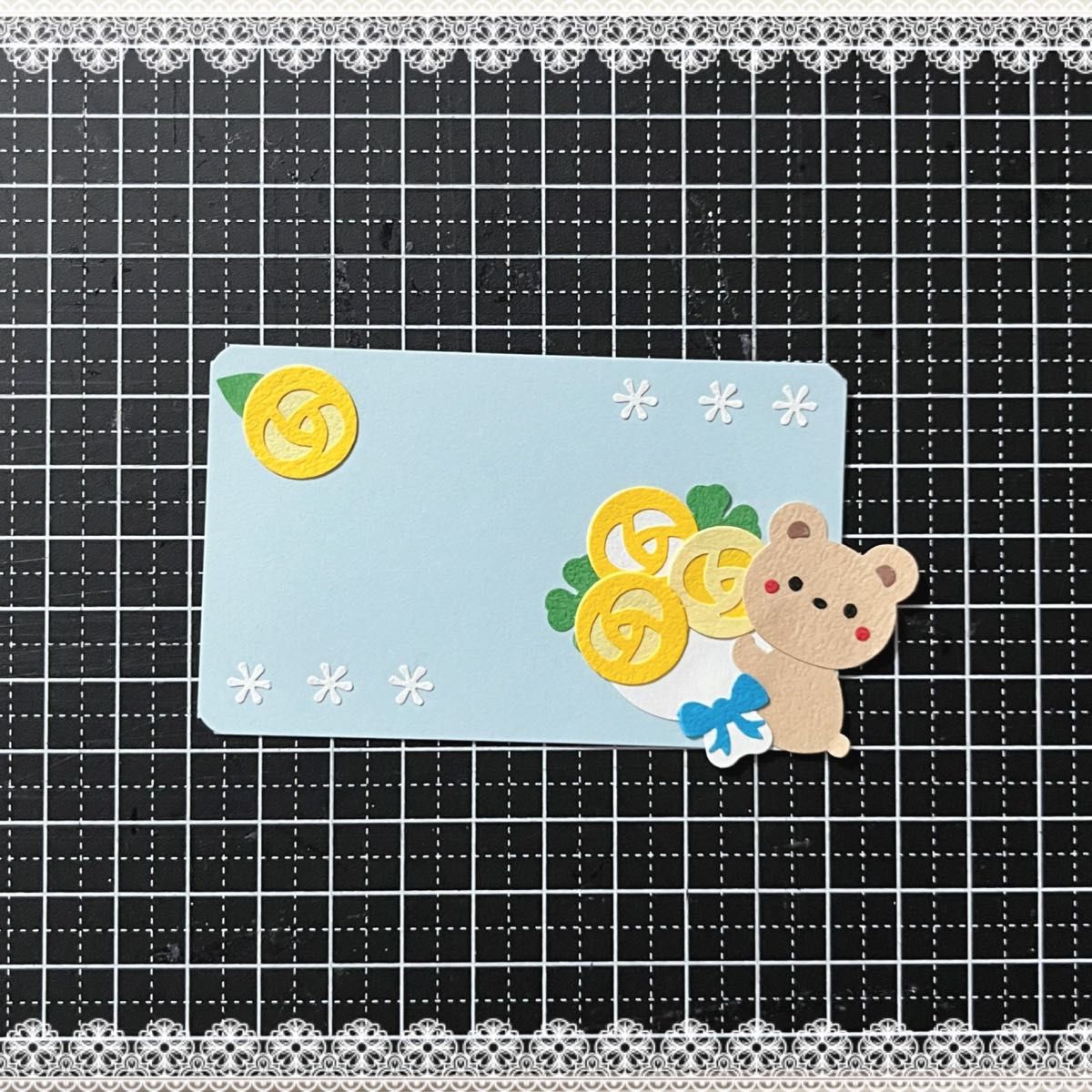 クラフトパンチ ペーパークラフト メッセージカード 花束・バラ・クマ