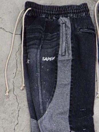 即決 SAPEUR VINTAGE DENIM TRACK PANTS BLACK Lサイズ 正規 サプール