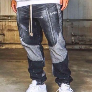 即決 SAPEUR VINTAGE DENIM TRACK PANTS BLACK Lサイズ 正規 サプール