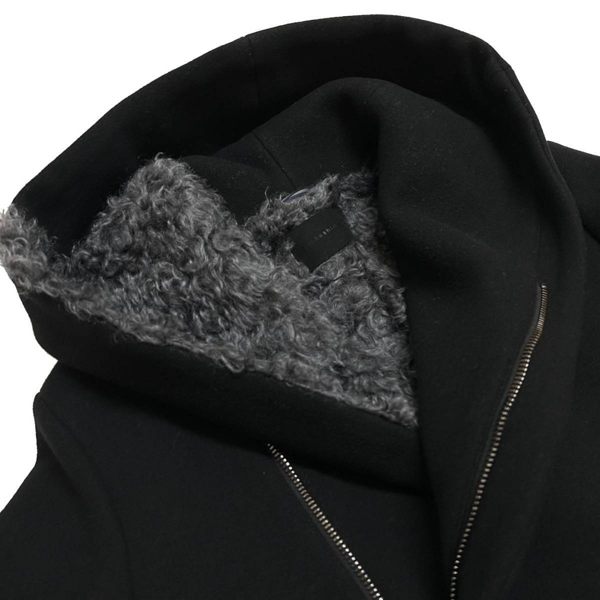 LEON掲載 定価16 2万 junhashimoto×STEIFF WRAP HOODED COAT 4 黒