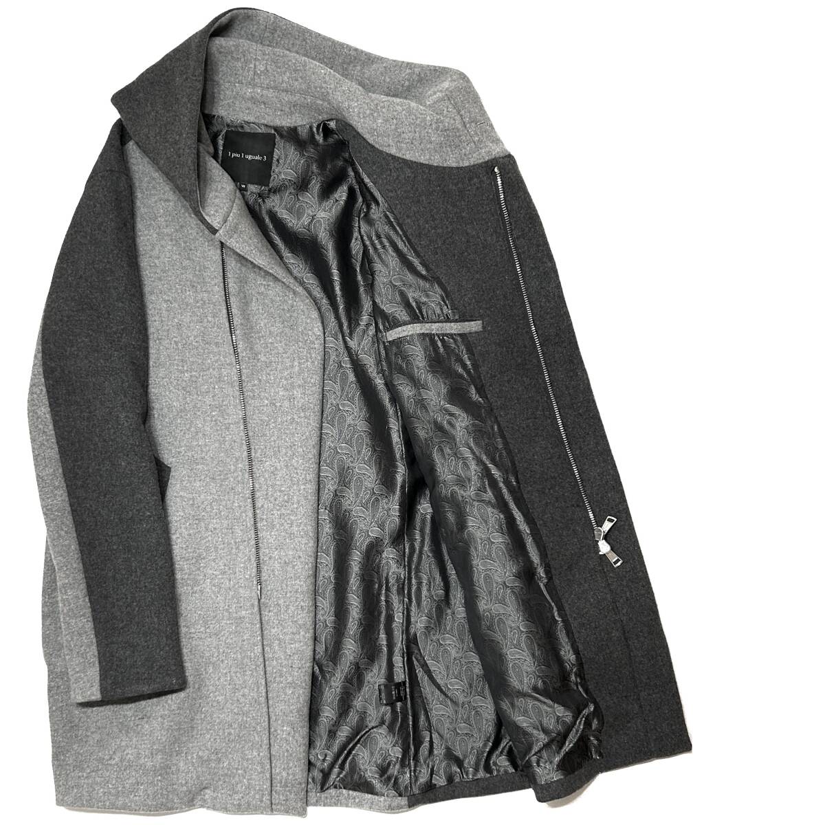 LEON掲載 定価16万 1piu1uguale3 PESCA LAMB MELTON CRAZY WRAP COAT