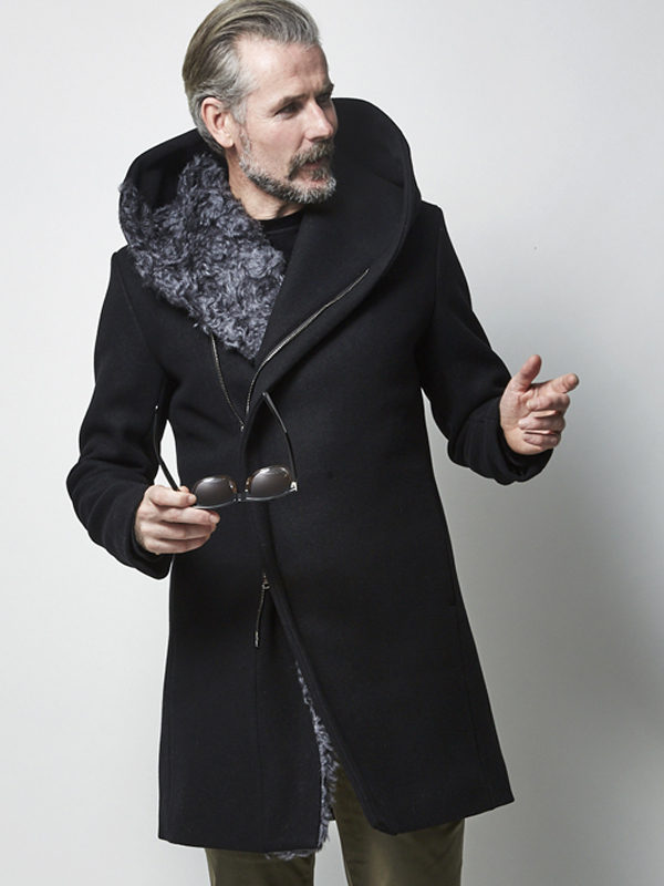 LEON掲載 定価16 2万 junhashimoto×STEIFF WRAP HOODED COAT 4 黒