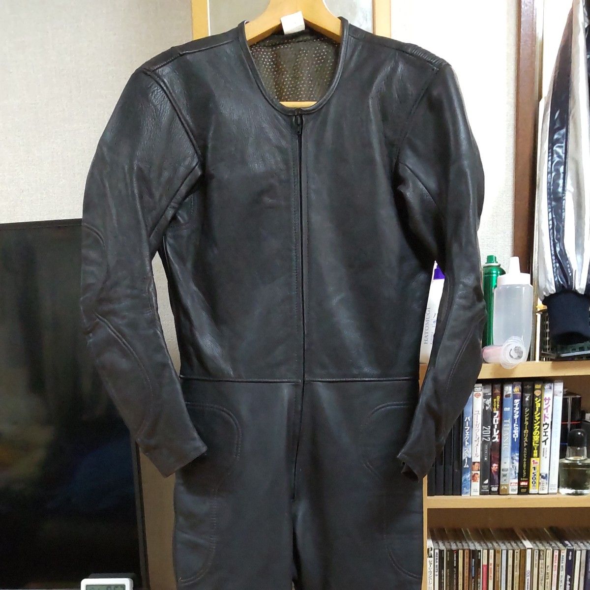 黒一色 レザーツナギ ツーリングスーツ ワンピース 当時物 ビンテージ