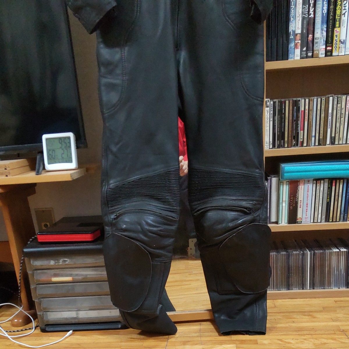 黒一色 レザーツナギ ツーリングスーツ ワンピース 当時物 ビンテージ