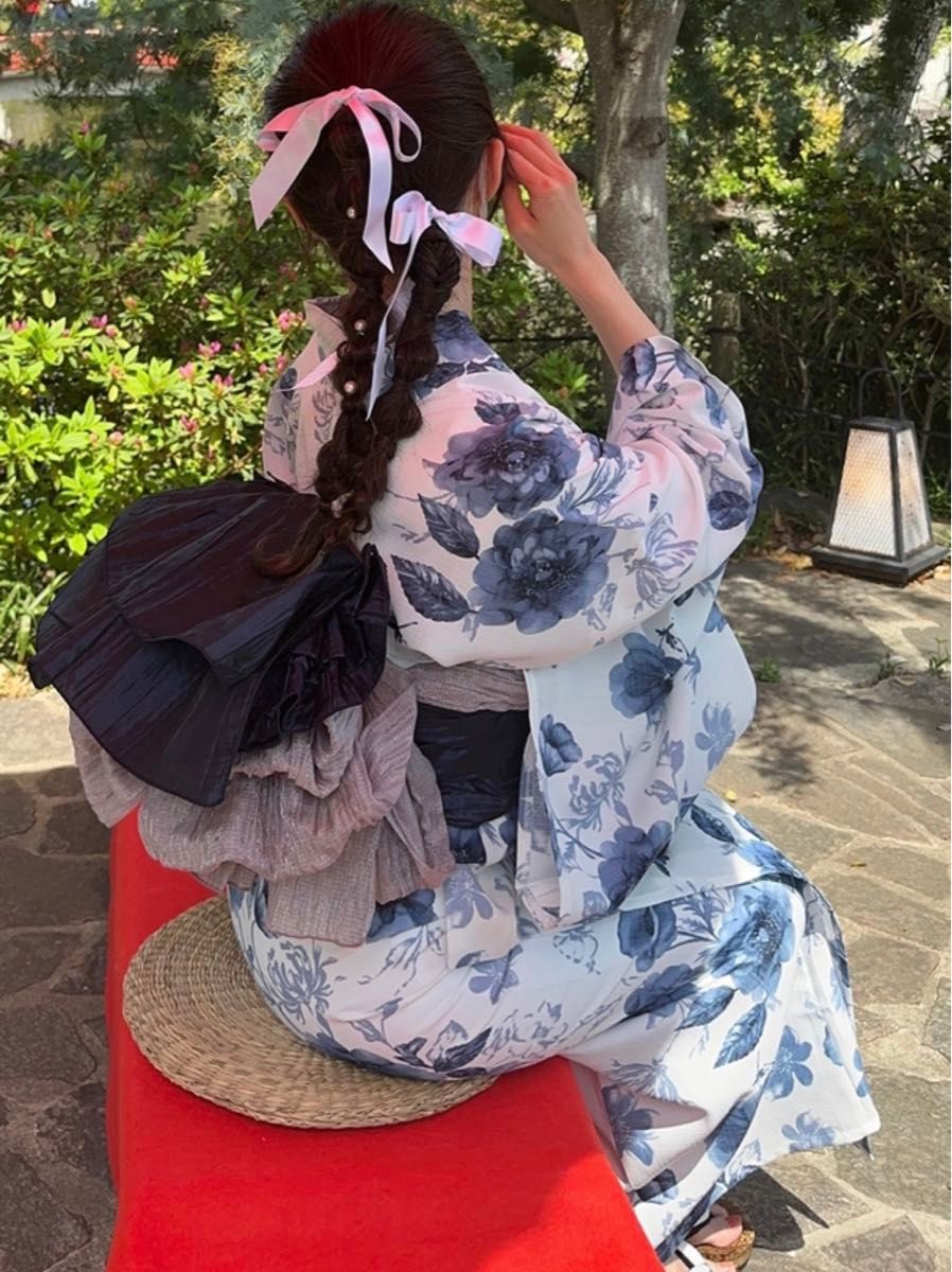 GRL グレイル 浴衣 水彩花柄浴衣セット[gi1519] ブルー 紺色｜Yahoo