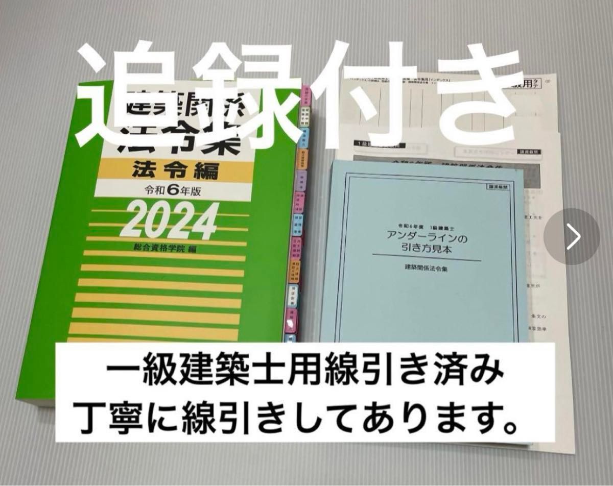 2024年版 一級建築士用法令集 （線引済み・INDEX貼付け済み）