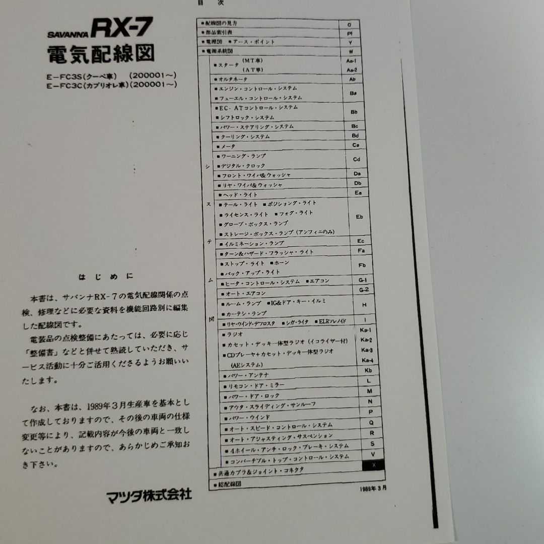 RX-7 FC3S 整備書 電気配線図 パーツリスト サービスマニュアル｜Yahoo