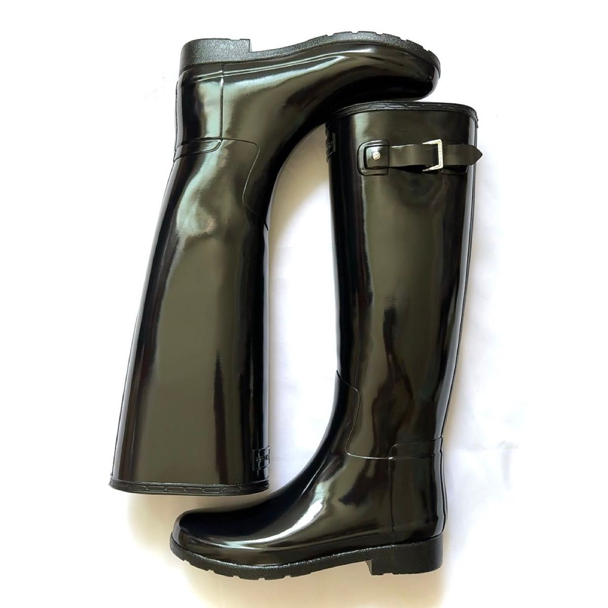HUNTER ハンター 長靴 25cm レインブーツ ブラック系 ストラップ 長靴