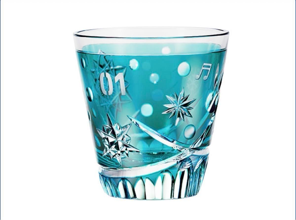 限定品】雪ミク 江戸切子 グラス 花浅葱色 初音ミク 世界で390個限定